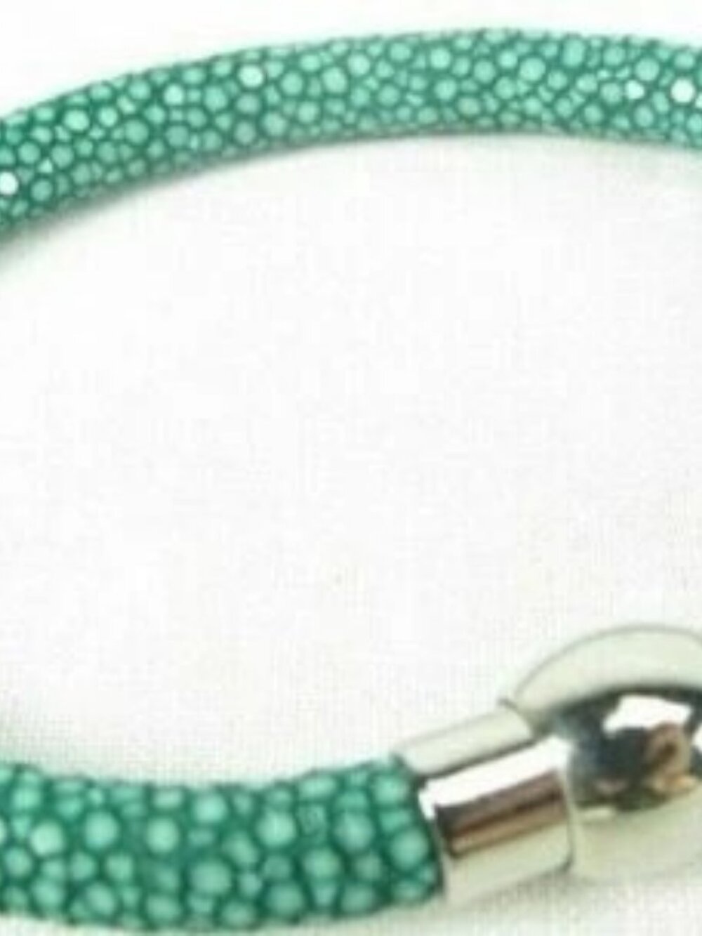 Genuine Polished Stingray Skin Cuff Bracelet Magnetic Lock Green